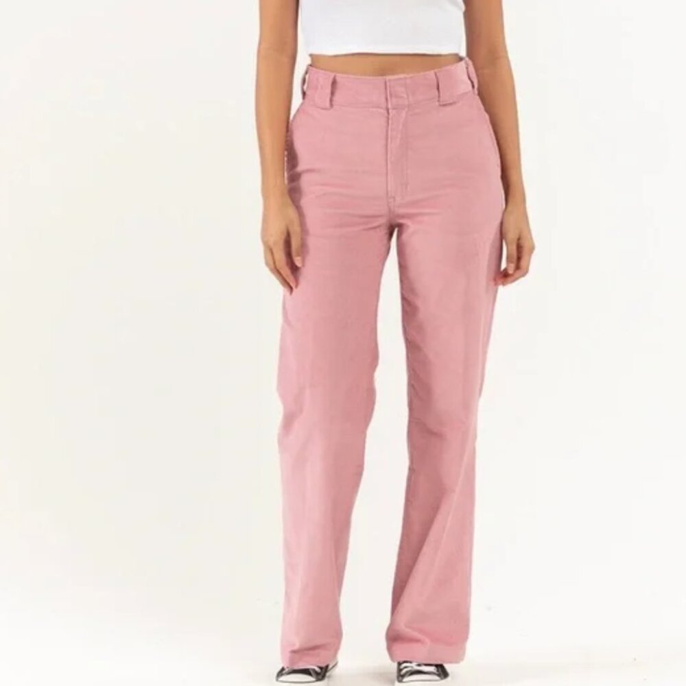 Dickies Womens pink Corduroy Pants Size 14 wide leg